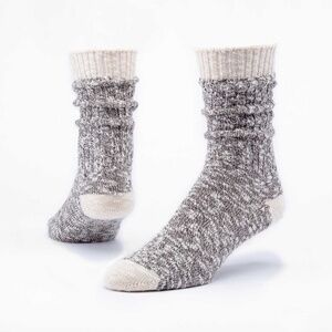 Maggie's Organic Cotton Ragg Socks Medium — Heather Brown & White